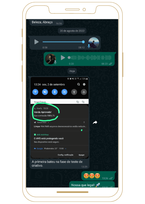 Venda em testes de criativos!